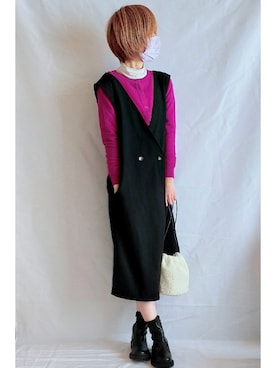 「ニット/セーター」｜「アイテム（ジャンパースカート）」を使った、そら🐈さん（レディース・160cm）の冬コーディネート