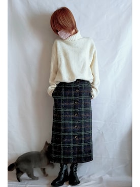 「ネコ」｜「アイテム（ブーツ）」を使った、そら🐈さん（レディース・160cm）の冬コーディネート