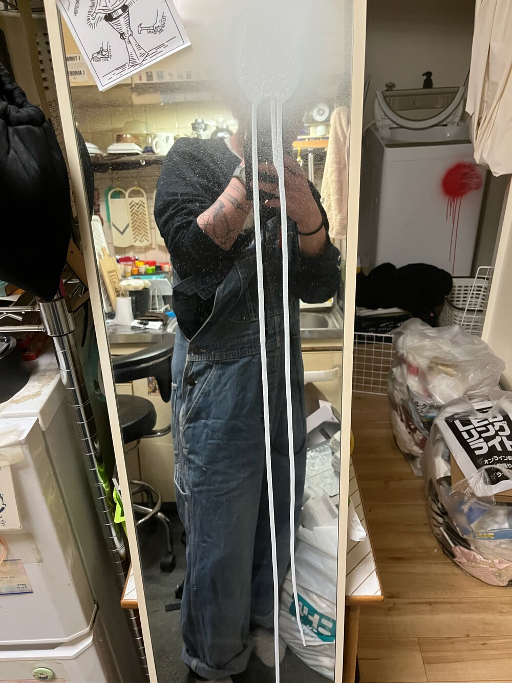 「古着のアイテム（つなぎ/オールインワン、ブルー系）」を使った、nippar28さん（メンズ・50cm）の秋コーディネートの1枚目の写真