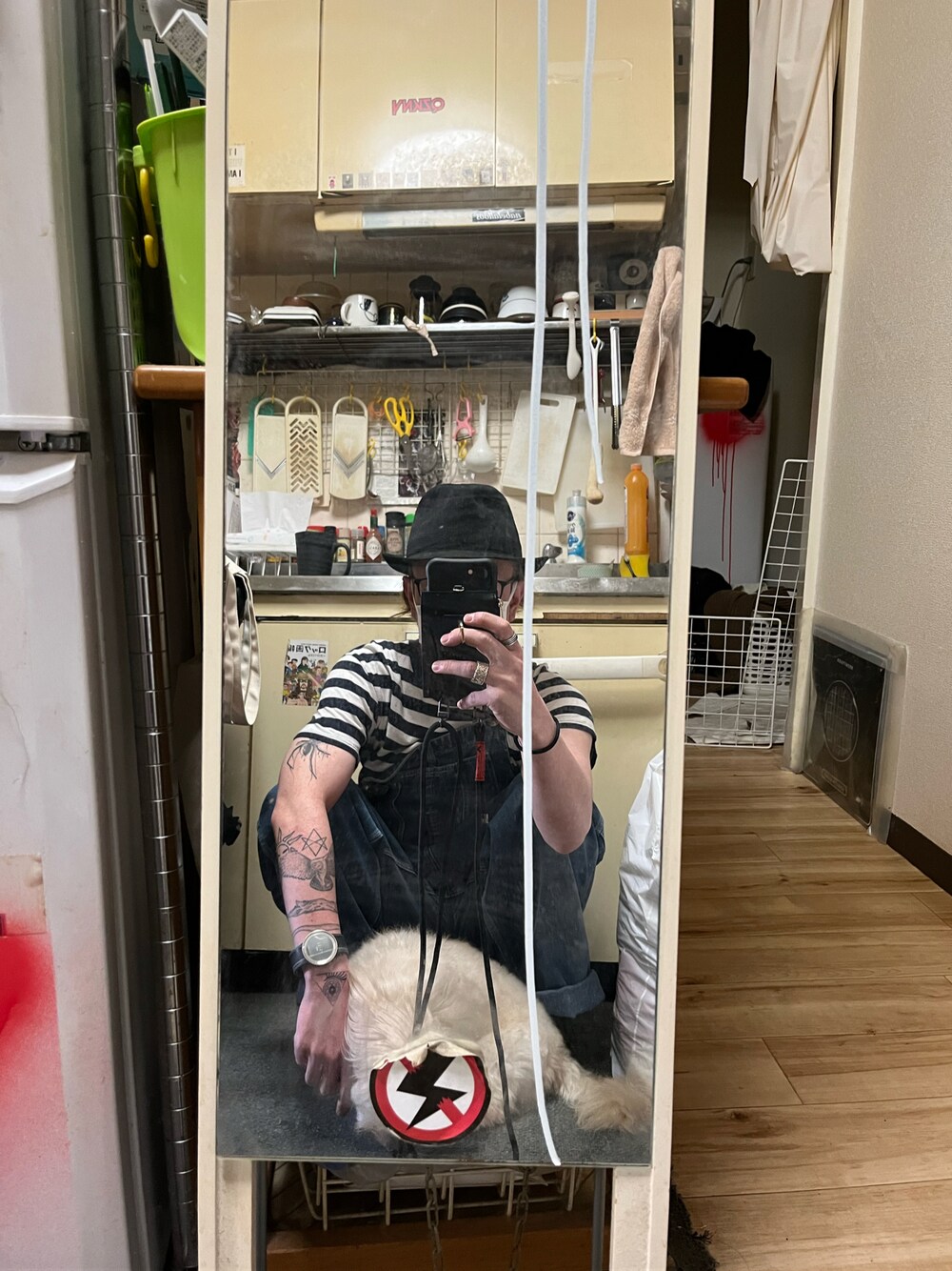 「オザケンのバンドTのアイテム（Tシャツ/カットソー、ホワイト系）」を使った、nippar28さん（メンズ・50cm）の秋コーディネートの1枚目の写真
