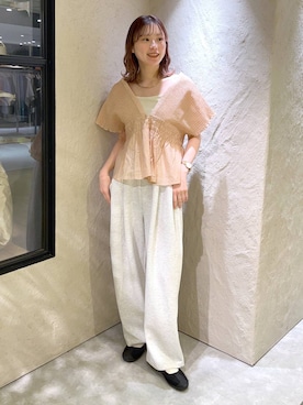 「LOWRYS FARM（ローリーズファーム）のカットイージーカーブパンツ 292362（スウェットパンツ、グレー系）」を使った、MIKAさん（レディース・165cm）の春コーディネート