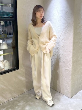 「LOWRYS FARM（ローリーズファーム）のシャギーロングＶカーディガン　595935（カーディガン/ボレロ）」を使った、MIKAさん（レディース・165cm）の秋コーディネート