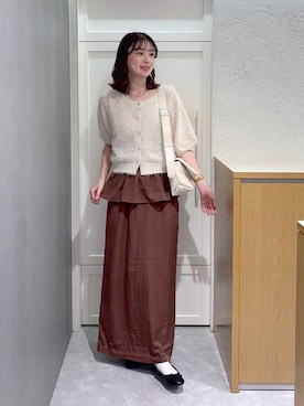 「LOWRYS FARM（ローリーズファーム）の【500mlペットボトル収納可】フラップショルダーＢＡＧ 1046881（ショルダーバッグ、ホワイト系）」を使った、MIKAさん（レディース・165cm）の夏コーディネート