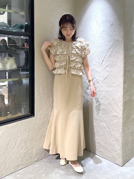 「LOWRYS FARM（ローリーズファーム）のバレエシューズ 1049086（バレエシューズ、ホワイト系）」を使った、MIKAさん（レディース・165cm）の夏コーディネート
