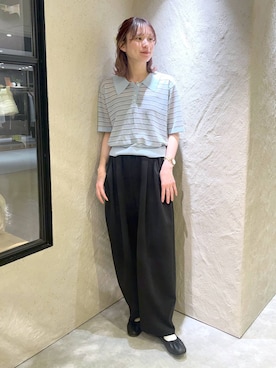 「LOWRYS FARM（ローリーズファーム）のカットイージーコクーンパンツ　292362（スウェットパンツ、ブラック系）」を使った、MIKAさん（レディース・165cm）の春コーディネート