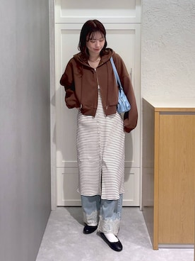 「LOWRYS FARM（ローリーズファーム）のバレエシューズ 1049086（バレエシューズ、ブラック系）」を使った、MIKAさん（レディース・165cm）の夏コーディネート