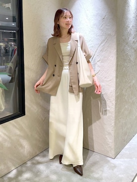 「LOWRYS FARM（ローリーズファーム）のヤワラカルイ２ＷＡＹショルダーＢＡＧ 115210（ショルダーバッグ、ホワイト系）」を使った、MIKAさん（レディース・165cm）の春コーディネート