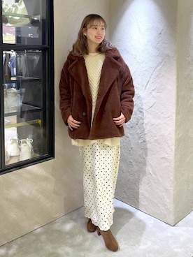 「アイテム（その他アウター、ブラウン系）」を使った、MIKAさん（レディース・165cm）の冬コーディネート