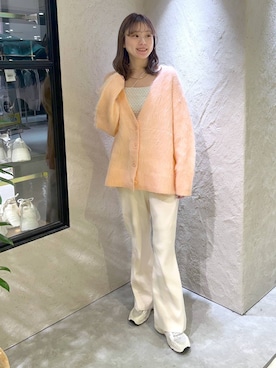 「LOWRYS FARM（ローリーズファーム）のシャギーロングＶカーディガン　595935（カーディガン/ボレロ）」を使った、MIKAさん（レディース・165cm）の秋コーディネート