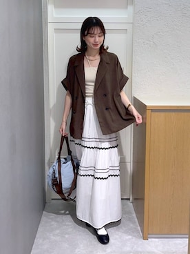 「LOWRYS FARM（ローリーズファーム）のバレエシューズ 1049086（バレエシューズ、ブラック系）」を使った、MIKAさん（レディース・165cm）の夏コーディネート