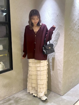 「アイテム（ボストンバッグ）」を使った、MIKAさん（レディース・165cm）の秋コーディネート