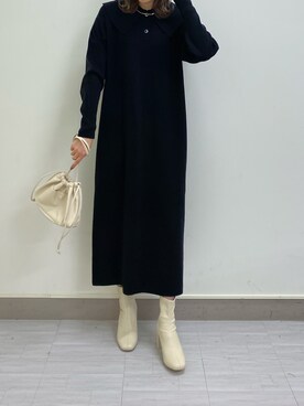 「えりつきワンピース」｜MIKAさん（レディース・165cm）の秋コーディネート