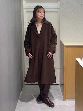 「LOWRYS FARM（ローリーズファーム）のアイテム（チェスターコート）」を使った、MIKAさん（レディース・165cm）の冬コーディネート