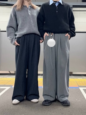 「アイテム（ポロシャツ）」を使った、MIKAさん（レディース・165cm）の冬コーディネート