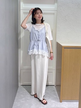 「LOWRYS FARM（ローリーズファーム）のアイテム（トートバッグ）」を使った、MIKAさん（レディース・165cm）の夏コーディネート