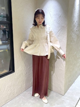 「LOWRYS FARM（ローリーズファーム）の【500mlペットボトル収納可】フラップショルダーＢＡＧ 1046881（ショルダーバッグ、ホワイト系）」を使った、MIKAさん（レディース・165cm）の夏コーディネート