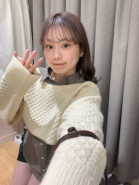 「LOWRYS FARM（ローリーズファーム）のビックボウタイチェックシャツ  573050（シャツ/ブラウス）」を使った、MIKAさん（レディース・165cm）の秋コーディネート