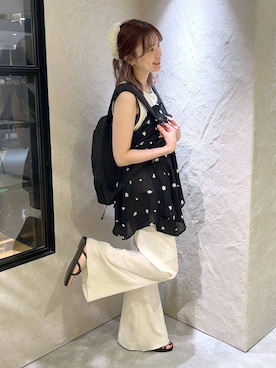 「LOWRYS FARM（ローリーズファーム）のハイショクタンク　 574839（背心、ホワイト系）」を使った、MIKAさん（レディース・165cm）の夏コーディネート