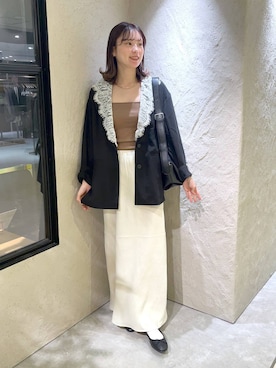 「LOWRYS FARM（ローリーズファーム）の【500mlペットボトル収納可】フラップショルダーＢＡＧ 1046881（ショルダーバッグ、ブラック系）」を使った、MIKAさん（レディース・165cm）の秋コーディネート