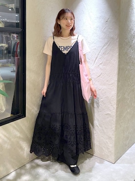 「LOWRYS FARM（ローリーズファーム）のロゴプリントトート　636360（トートバッグ、ピンク系）」を使った、MIKAさん（レディース・165cm）の春コーディネート
