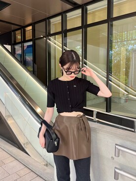 「CAPRICIEUX LE'MAGE（カプリシューレマージュ）のレザーラップスカート（スカート）」を使った、mashilemageさん（レディース・164cm）の夏コーディネート