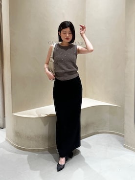 「CAPRICIEUX LE'MAGE（カプリシューレマージュ）のシルバードットスラブタンク（Tシャツ/カットソー、グレー系）」を使った、mashilemageさん（レディース・164cm）の夏コーディネート