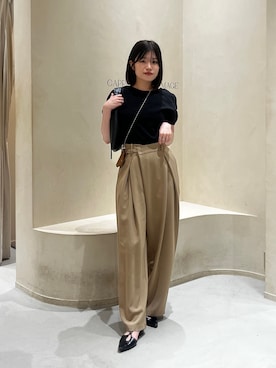 「CAPRICIEUX LE'MAGE（カプリシューレマージュ）のラウンド切替クロップT（Tシャツ/カットソー、ブラック系）」を使った、mashilemageさん（レディース・164cm）の夏コーディネート