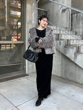 「CAPRICIEUX LE'MAGE（カプリシューレマージュ）の【低身長サイズあり】ベロアIラインスカート（スカート）」を使った、mashilemageさん（レディース・164cm）の秋コーディネート