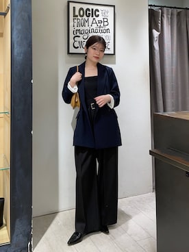 「CAPRICIEUX LE'MAGE（カプリシューレマージュ）の【再販・サイズ展開あり・WEB限定カラー/グレージュ】Wテーラージャケット（テーラードジャケット、ブルー系）」を使った、mashilemageさん（レディース・164cm）の春コーディネート