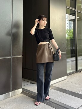 「CAPRICIEUX LE'MAGE（カプリシューレマージュ）のレザーラップスカート（スカート）」を使った、mashilemageさん（レディース・164cm）の夏コーディネート