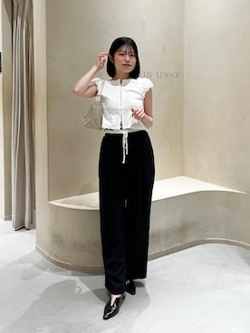 「CAPRICIEUX LE'MAGE（カプリシューレマージュ）のクラウドミニスリーブT（Tシャツ/カットソー、ホワイト系）」を使った、mashilemageさん（レディース・164cm）の夏コーディネート