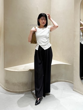 「CAPRICIEUX LE'MAGE（カプリシューレマージュ）のミニバルーンラップT（Tシャツ/カットソー、ホワイト系）」を使った、mashilemageさん（レディース・164cm）の夏コーディネート