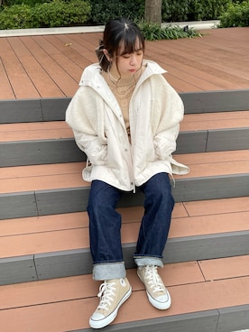 「SLURR（スラ―）のアイテム（ジャケット/アウター）」を使った、SLURR(スラー)OFFICIALさん（レディース・153cm）の秋コーディネート