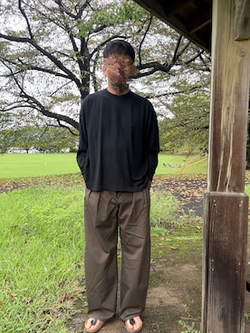 「GU（ジーユー）のアイテム（ニット/セーター、ブラック系）」を使った、Ryoさん（メンズ・172cm）の秋コーディネート