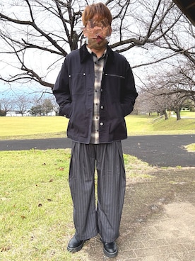 「アイテム（カバーオール）」を使った、Ryoさん（メンズ・172cm）の秋コーディネート