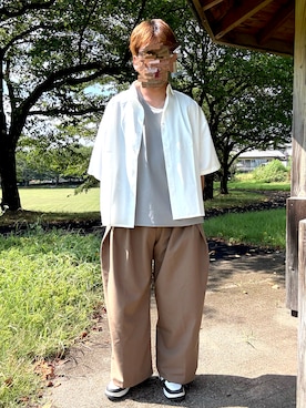 「アイテム（ブラウン系）」を使った、Ryoさん（メンズ・172cm）の夏コーディネート
