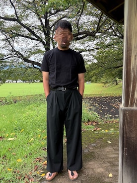 「BIRKENSTOCK（ビルケンシュトック）のBIRKENSTOCK Gizeh Briko Flor Soft Footbed  ビルケンシュトック ギゼ  サンダル（サンダル、ブラック系）」を使った、Ryoさん（メンズ・172cm）の秋コーディネート
