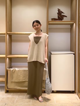 「アイテム（ニット/セーター）」を使った、gg__kanoさん（レディース・158cm）の夏コーディネート