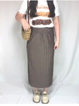 「アイテム（かごバッグ）」を使った、naaaa555さん（レディース・166cm）の夏コーディネート