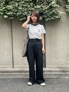 「PUBLUX（パブリュクス）のアイテム（パンツ）」を使った、kanoさん（レディース・155cm）の春コーディネート