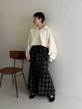 「スカートコーデ」｜「アイテム（バレエシューズ）」を使った、てじさん（レディース・159cm）の冬コーディネート