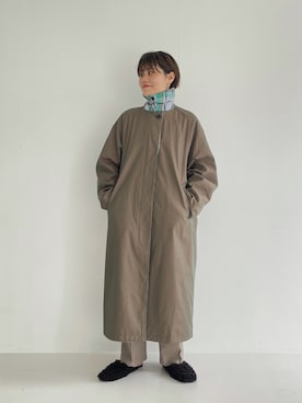 「リバーシブル」｜「アイテム（ステンカラーコート）」を使った、てじさん（レディース・159cm）の夏コーディネート