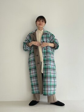 「リバーシブル」｜「アイテム（ステンカラーコート）」を使った、てじさん（レディース・159cm）の夏コーディネート
