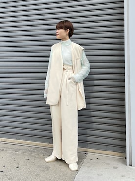 「ノーカラー」｜「アイテム（その他アウター）」を使った、てじさん（レディース・159cm）の冬コーディネート