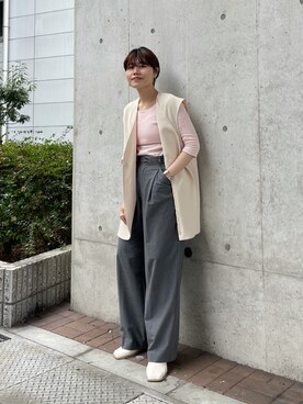 「ノーカラー」｜「アイテム（その他アウター）」を使った、てじさん（レディース・159cm）の冬コーディネート