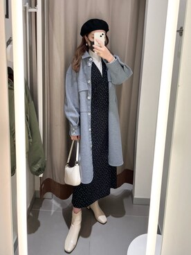 「H&M（エイチ・アンド・エム）のアイテム（ハンチング/ベレー帽）」を使った、たんさん（レディース・163cm）の冬コーディネート