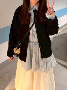 「GU（ジーユー）のアイテム（ワンピース/ドレス）」を使った、hamboboさん（レディース・153cm）の春コーディネート