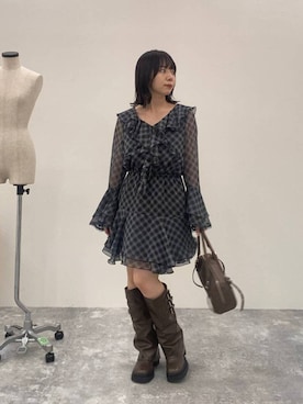 「アイテム（ボストンバッグ）」を使った、Yukiさん（レディース・149cm）の秋コーディネート