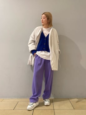 「ベーシック/トラッド」｜「アイテム（ノーカラーコート）」を使った、竹口（takeguchi）さん（レディース・159cm）の冬コーディネート