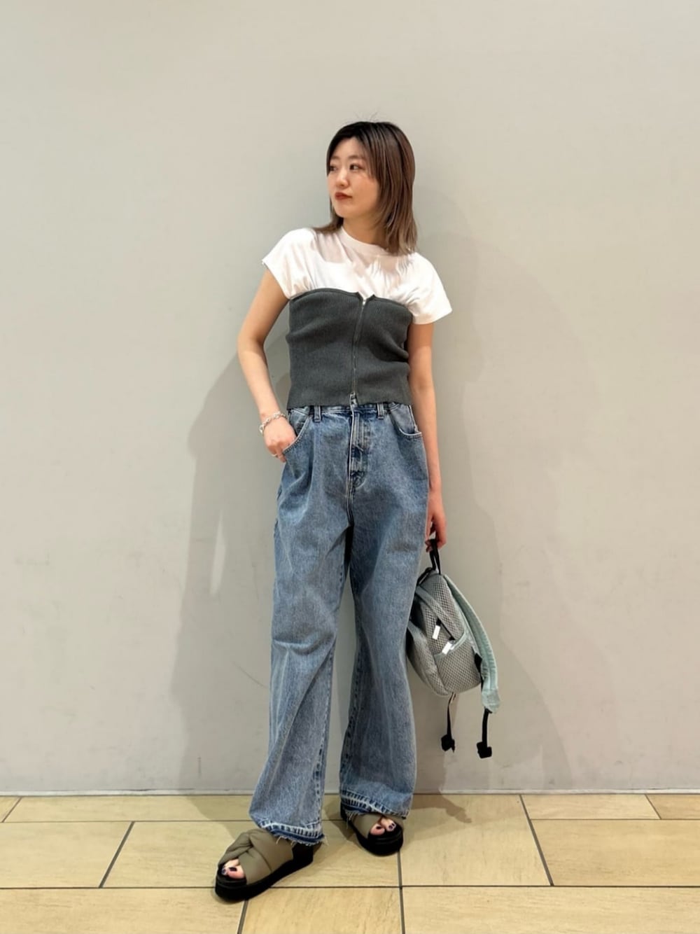 B&Y フロントジップ リブニットビスチェ BEAUTY&YOUTH UNITED ARROWS（ビューティーアンドユース